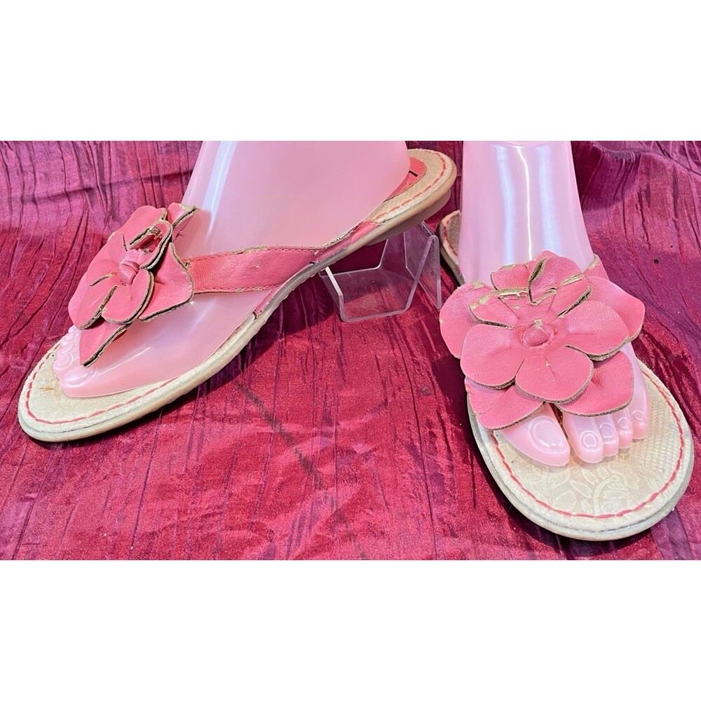 Womens B.O.C. BORN CONCEPT Pink Flower Floral Thong Comfort Sandals sz 9/40.5